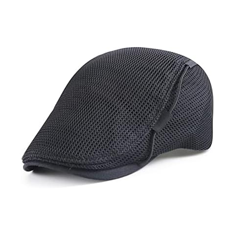 QECEPEI Summer Newsboy Hats Breathable Mesh Flat Cap Driving Hunting Cap Unisex Black Cover