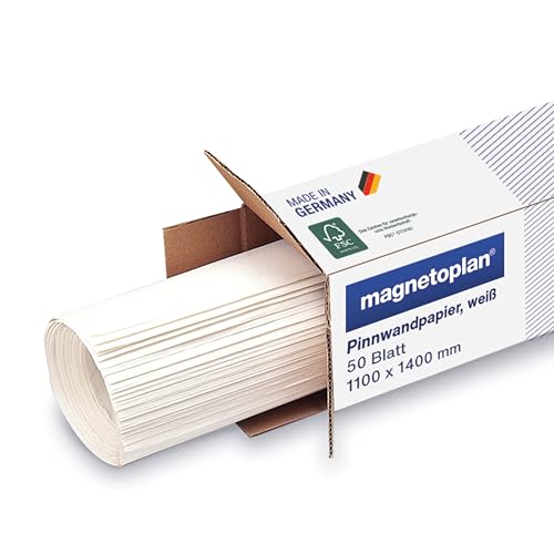 magnetoplan Pinnwand-Papier, Weiß| 50 Blatt | BxH 1100 x 1400mm | Hochwertiges Metaplanwand Papier 50 g/qm | Perfekt für Moderationswand & kreative Meetings | FSC-zertifiziert | Made in Germany