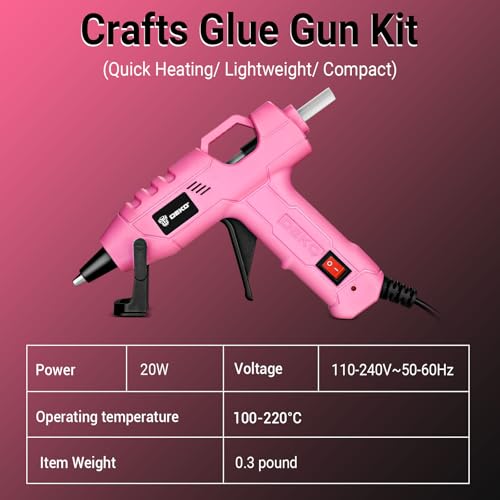 Mini Hot Glue Gun Kit:DEKOPRO 20Watt High Temp Glue Guns Tool with 55-Inch Cord, Includes 30 Glue Sticks for Glue Gun Crafts DIY, School Art, Quick Home Repair (Pink) - Image 4