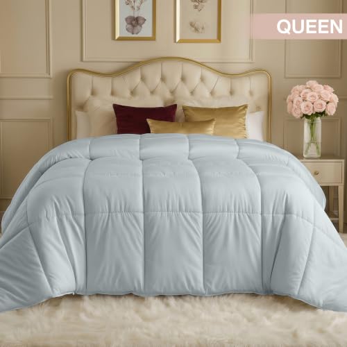 Image of Utopia Bedding Comforters Queen Size, All Season Duvet Insert, Down Alternative Box Stitched Bed Comforter with Corner Tabs, Machine Washable (Light Grey)