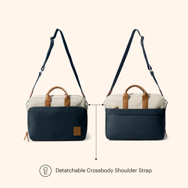 Image of DailyObjects 100% Cotton Canvas Commute Laptop Messenger Bag for Men & Women | Travel Shoulder Handbag With Trolley Sleeve | Metal Zip Closure | Leather Handles | Padded Laptop Compartment For 14 inch