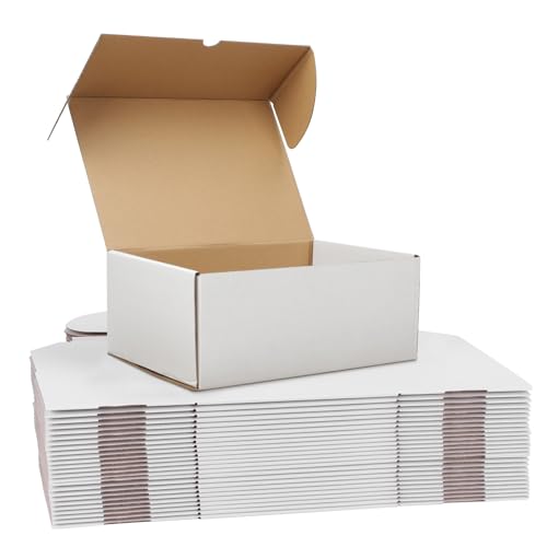 Image of WIFTREY 10x7x4 White Shipping Boxes Set of 25, Corrugated Cardboard Box 10 x 7 x 4 for Mailing Packing Gifts, Shipping Small Business