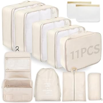 WECUTE Organizer Valigia 11 Pezzi, Organizzatori Valigia Viaggio, Organizzatore per Valigia per Vacanze e Viaggi, Organizzatori Viaggio Set (Khaki)