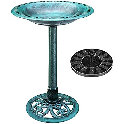 VIVOHOME Outdoor Garden Bird Bath and Solar Powered Fountain Combo Set Cover