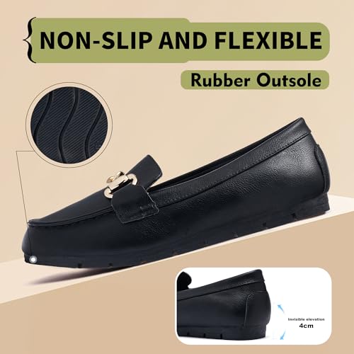 Image of ABEJOJO Women's Loafer Shoes, Comfortable Slip on Casual Flat Penny Shoes for Walking, Driving, Dressy