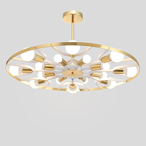 LXSEHN Nordic Modern Minimalist Wrought Iron Long Industrial Golden Chandelier, Creative Personality Bedroom Living Room Dining Room Lamps Pendant Illumination Lamps Lanterns (Color : B)
