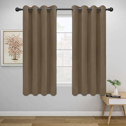 Image of Easy-Going Blackout Curtains for Bedroom, Solid Thermal Insulated Grommet and Noise Reduction Window Drapes, Room Darkening Curtains for Living Room, 2 Panels (52x46 in,Natural)