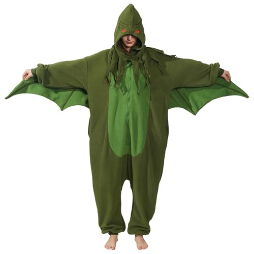 WAWRTOU Cthulhu Onesie Pajamas Unisex Adult Halloween Costume Cartoon Anime Cosplay pajamas Warm Sleepwear, Large