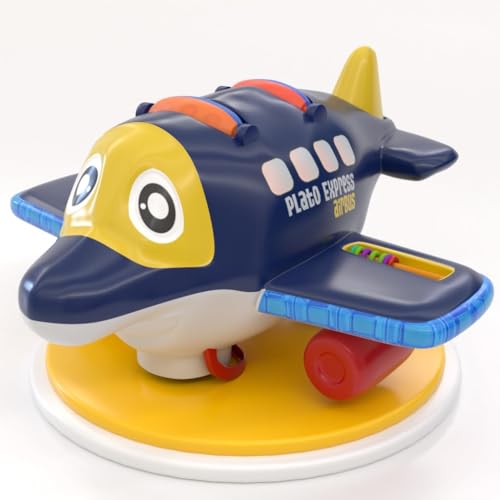 Image of Funbee Aeroplane Baby Musical Toys for Kids with Bump and Go Action, Airplane Toy with 3D Lights, 360 Rotating & Sound, Toy Vehicle for Kids Birthday Gift Toys for 1+ Year Old Boys Girls (Dark Blue)