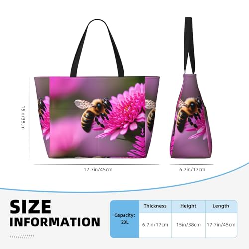 Bee Flying 1 Large Beach Tote Bag Women Beach Tote Bag For Pool Gym Grocery Travel With Multiple Pocket4
