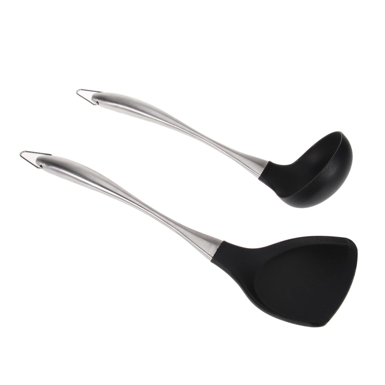 Set 2 Pezzi di Spatola e Cucchiaio Wok in Acciaio Inox