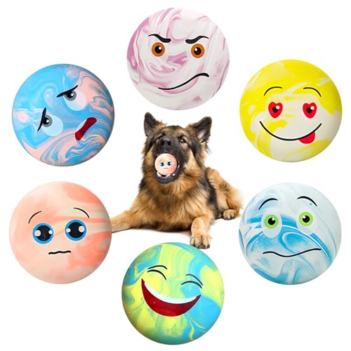 PORFOYO Quietschende Hundebälle, 6 Stück Quietschendes Hundespielzeug, Quietschball Für Hunde, Hundeball Unzerstörbar, Weiches Latex Bouncy Fetch Bälle Für Große, Mittelgroße, Kleine Hunde (Bunt)