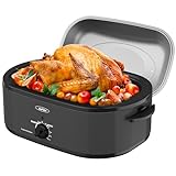 Sunvivi Roaster Oven with Self-Basting Lid, 20 Quart Electric Roaster with Removable Pan &...