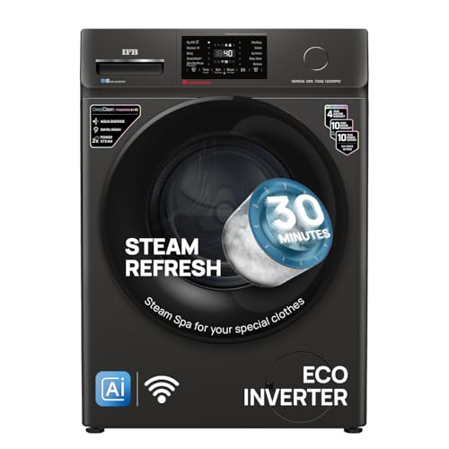Image of IFB 7 Kg 5 Star, DeepClean Technology, AI Powered, WiFi, Fully Automatic Front Load Washing Machine (SERENA OXN 7012 CMS, PowerSteam, 9 Swirl, Steam Refresh, Inbuilt Heater, Eco Inverter, Onyx)