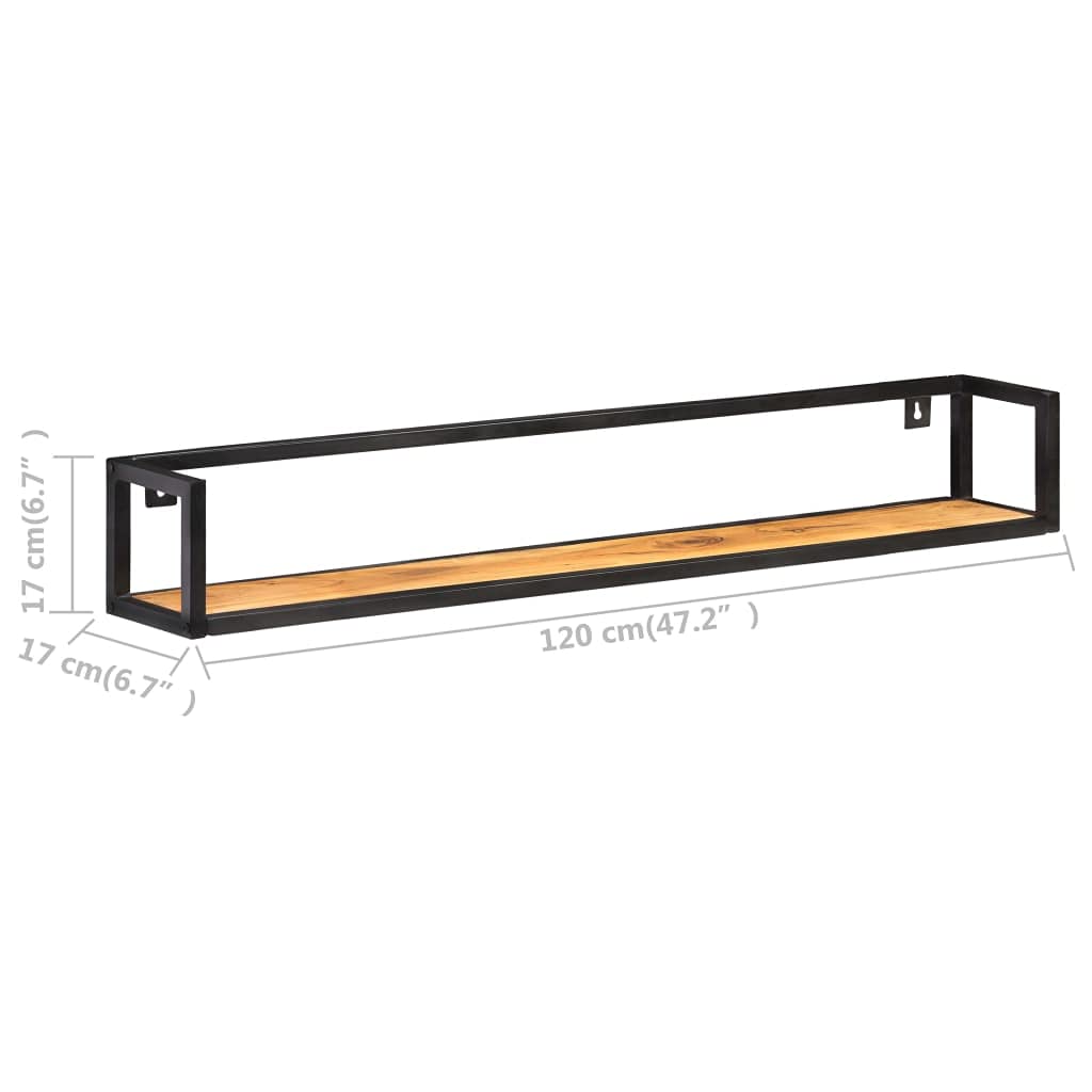 Furniture Select-Estantes de pared 2 piezas 120 cm madera maciza de acacia