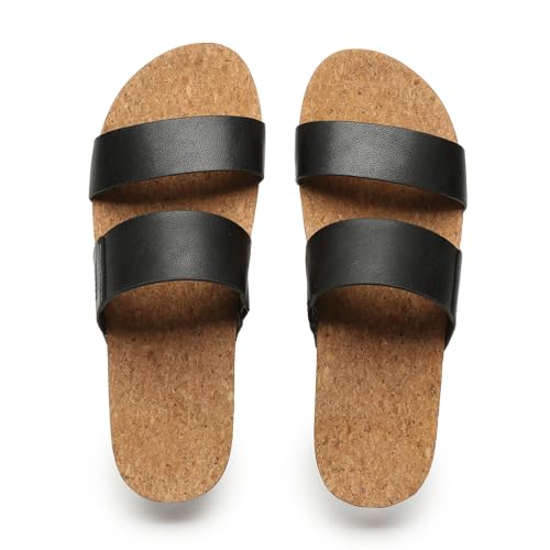 Image of Yozuru Womens Platform Sandals with Arch Support Slip on Slides Comfortable Summer Beach Sandals Cork Footbed Cushion Wedge Sandals for Women