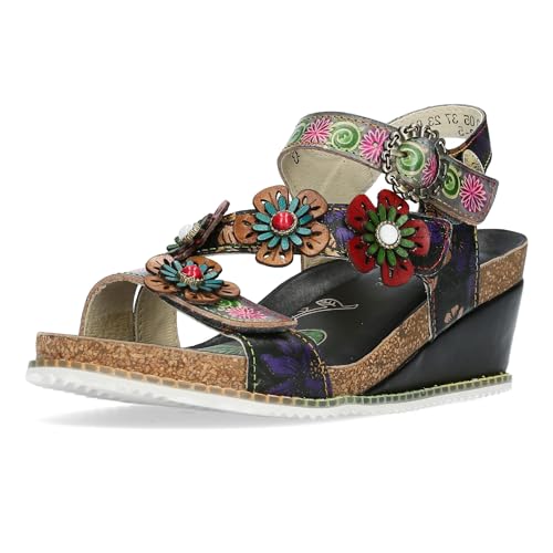 Laura Vita BONITO Womens Walking Sandals in Black Multicolour - 6 UK