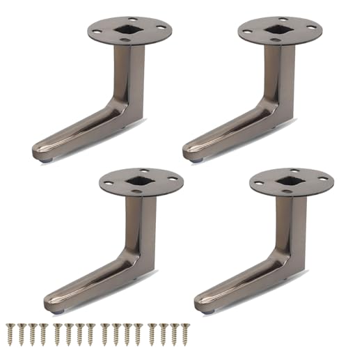 DJCYGG Juego de 4 Patas de Mesa Pies para Muebles de Metal,Patas de Sofá,Piernas de Repuesto para Armario,Mesita de Noche,Gabinete,Silla,Cama,con Tornillos (18cm,Negro)