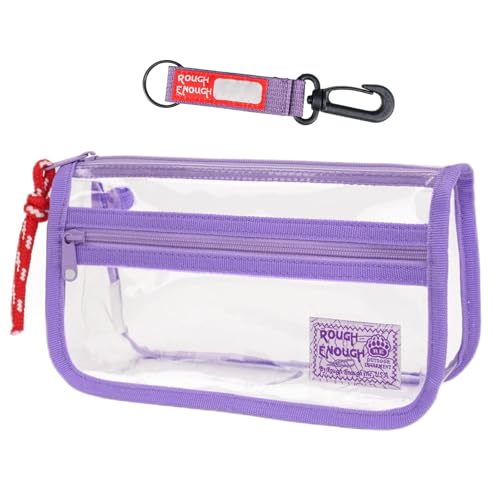 Image of Rough Enough Clear Pencil Case for School, 60+ Pencils Capacity, Purple