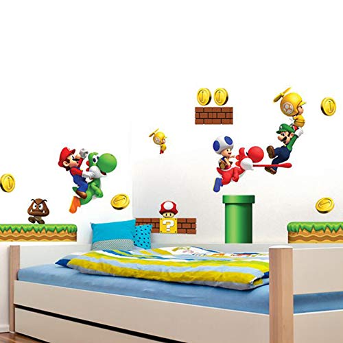 Build a Scene Peel and Stick Super Mario Wall Decal 3D Wall Stickers Removable PVC Cartoon Wall Sticker for Kids Bedroom Living Room Playroom Wall Décor