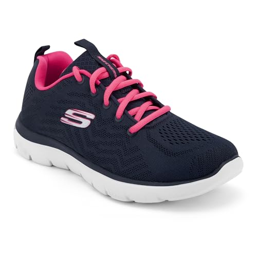 Image of Skechers Womens Summits Navy Hot Pink Casual Slip On Shoe