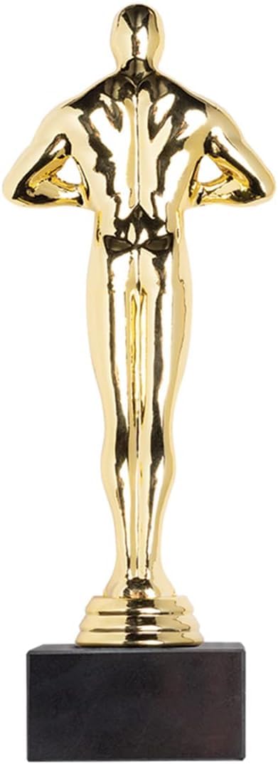 PROMO SHOP - Trofeo dorato con base in marmo, statua colore oro stile, regalo originale e personalizzato (Trofeo non personalizzato)