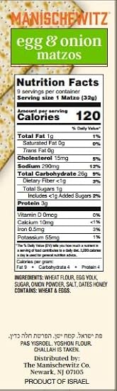 Manischewitz, Matzos Egg Onion, 10 Ounce