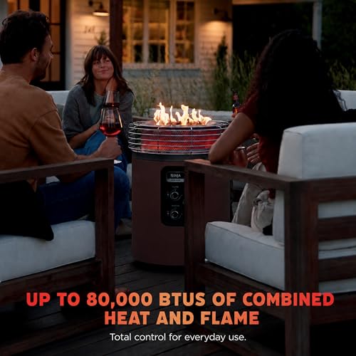 Ninja Fireside360 Outdoor Heater & Fire Pit | 3 Modes: Flame & Heat | Portable for Patio, Deck, Camping, Easy Control Smokeless Flame | Push to Start Ignition | Brown | OF101BR1 - Image 4
