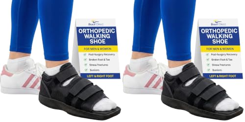 Image of Brace Direct Post Op Shoe & Medical Foot Brace - Stress Fracture, Broken Toe & Bunion Support L3260 - Orthopedic Walking Immobilizer for Left or Right Foot (MD - WOMENS US SHOE: 6.5-8) (Pack of 2)