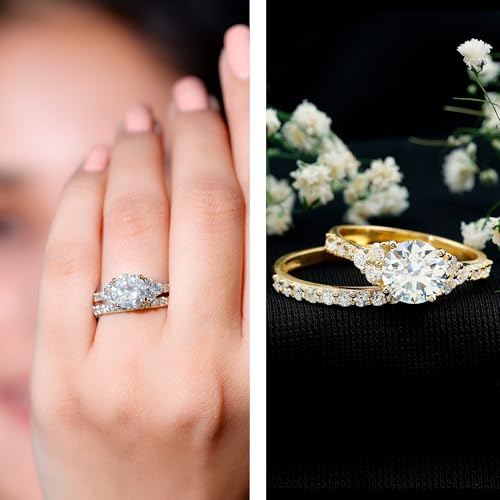 Certified Moissanite Bridal Ring Set, D-Vs1 Quality, Moissanite Engagement Ring with Enhancer - Ready To Gift2