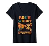 Photo Gallery donna bruh we out happy ultimo giorno retro occhiali pace vacanza maglietta con collo a v Photo Gallery donna bruh we out happy ultimo giorno retro occhiali pace vacanza maglietta con collo a v
