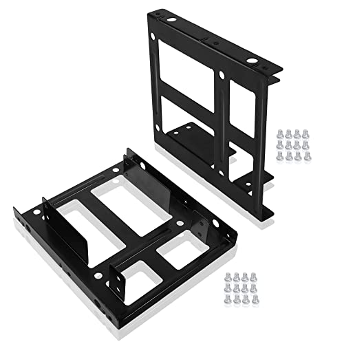 YAODHAOD Soporte de montaje dual SSD, adaptador de disco duro interno de 2.5 a 3.5, bahías de disco duro SSD Kit de soporte de montaje de metal (paquete de 2) (adaptador SSD dual)