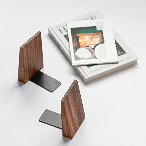Muso Wood Book Ends, Thickened Wooden Bookends For Heavy Books, Creative Decorative Bookends For Shelves, Non-Skid Book Ends, Handmade Acacia Wood Bookends #TOP6