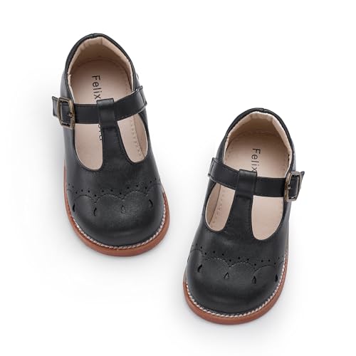 Felix & Flora Toddler Girl Black Mary Jane Dress Shoes Size 6 - School Oxford Flats for Girl Party Shoes.