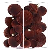Flocked Ornaments for Christmas Tree Decorations - 35pcs Deep Brown Velvet Ball Ornament for Winter Holiday Decor - Plastic Shatterproof Xmas Ornaments Bulk
