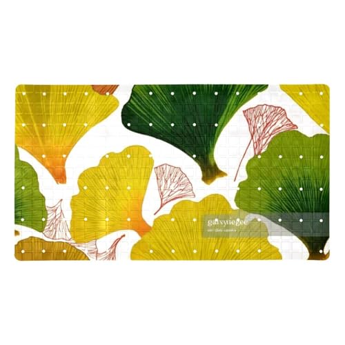 Tapete de PVC para bañera extra largo Art Colorful con diseño de ginkgo 2
