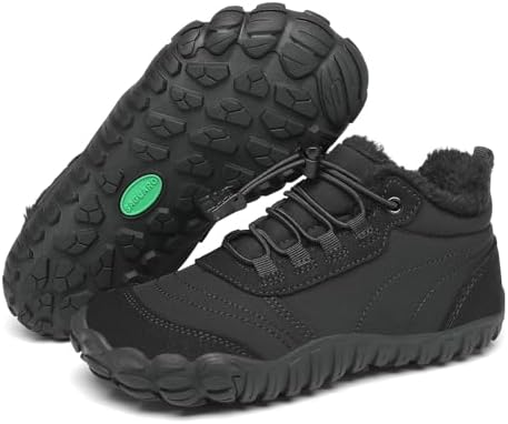 SAGUARO Kinder Winter Barfußschuhe Winterschuhe Warme Gefüttert Wanderschuhe Leicht rutschfest Winterstiefel,Gr.26-36