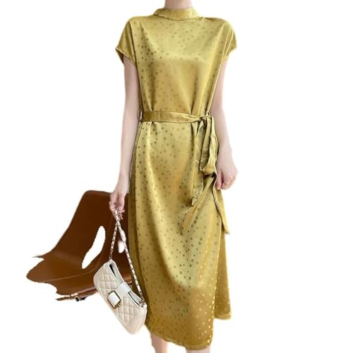 Robe mi-longue design d'été robe noire XL fluide manches acétate