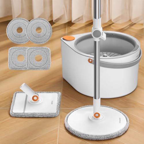 MOPALL Spin Mop and Bucket with Wringer Set for Home, Dual Chambers Dirty and Clean Water Self...