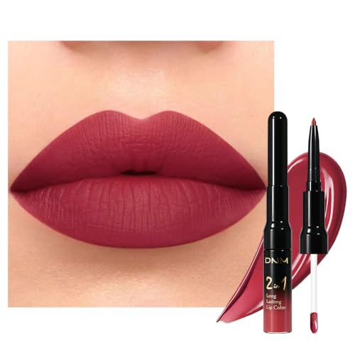evpct Berry Red Liquid Lipstick Lip Liner 2in1 for Long-lasting Lip Makeup