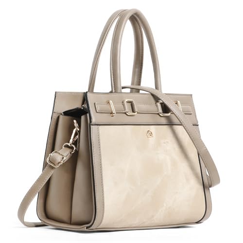 Martucci Selena Women’s Satchel Handbag – Belted Accent Vegan Lea...