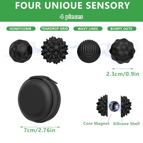 Jastown 4 Stück Magnetische Fidget Kugeln, Anti-Stress Sensorik Spielzeug aus Silikon, Magnetische Kugeln für Erwachsene & Kinder, Stressabbau & Entspannung, Motorikspielzeug für Zuhause & Büro