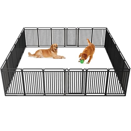 Image of New Thickened Version Dog Playpen, 40 Inch Dog Fences for The Yard, Portable Outdoor Dog Playpen for Large /Medium /Small Dogs, Foldable Metal Dog playpen, with Doors (24 Panels, 40 Inch)