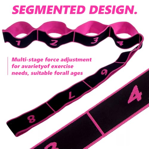 Bandas Elasticas Fitness, Bandas elasticas Fitness Antideslizantes, Banda Elástica de Resistencia con 8 Anillos, para Yoga, Entrenamientos de Fuerza y Pilates, Rosa - imagen 5