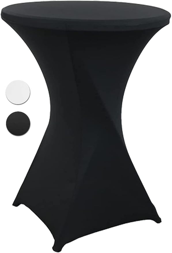 Black Spandex Cocktail Table Cover Fitted High Top Round