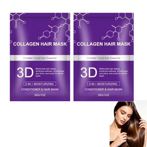 Mascarilla capilar de colágeno 3D, mascarilla capilar de colágeno de ácido hialurónico, tratamiento profundo para cabello seco y dañado, restaura el brillo natural del cabello, mascarillas para el