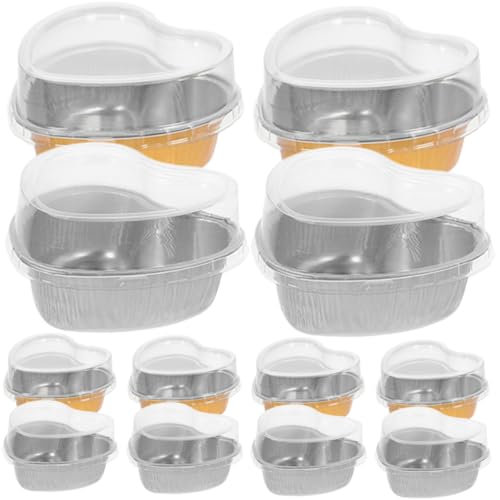 Mikinona 30Pcs Heart Shaped Baking Molds Foil Pudding Containers Cake Mousse Boxes for Cakes Desserts and Party Treats