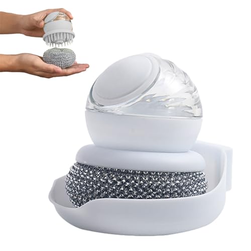 Spazzola per strofinare con Dispenser per saponetta, Spazzola per la Pulizia della pressatura, Spazzola per Pulire Piatti, Cucina, Bagno e casa, Spazzola per Lavare i Piatti per pentole, padelle,