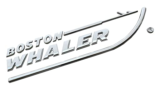 Image of 1pc Boston Whaler Emblem 3D Badge Nameplate Letter Size 8-3 /4 inch X 2 inch Peel and Stick (Chrome)