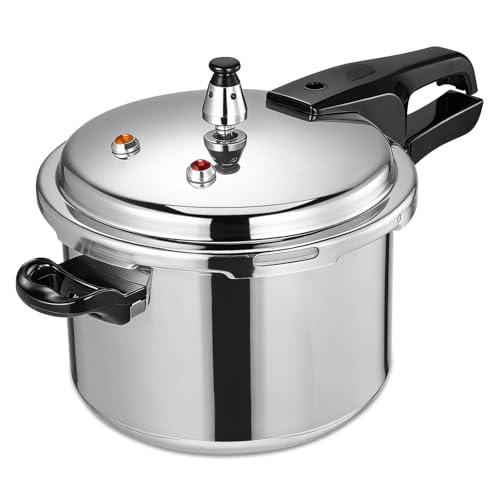 DOITOOL 4.2 Quart Aluminum Pressure Cooker Stovetop Fast Cooking Pot Pressure Canner Compatible for Induction Cookers and Gas Stoves, Silver (4L)